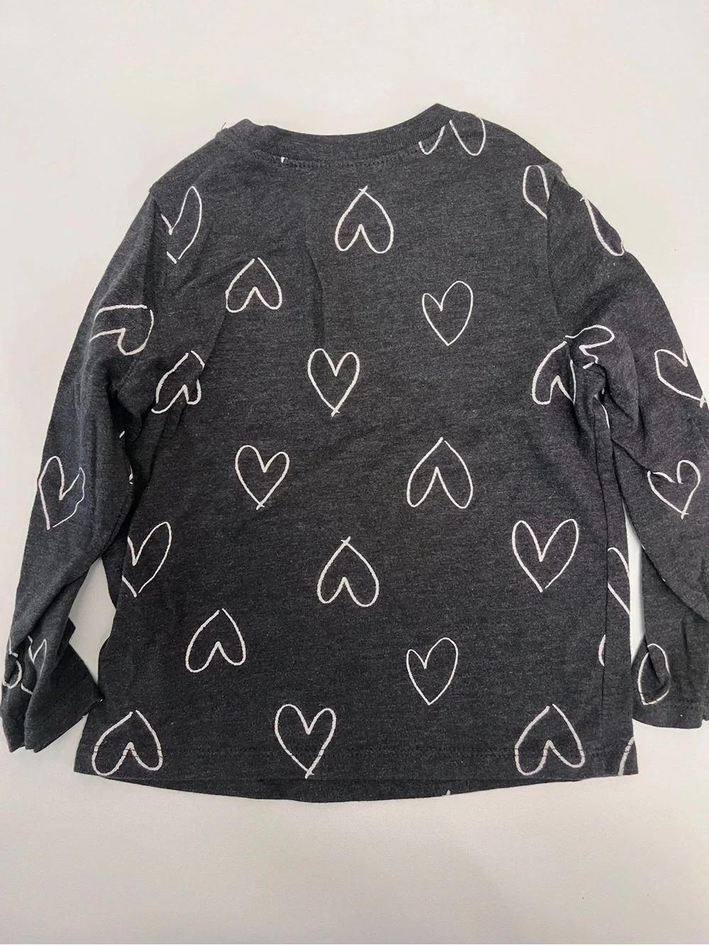 Old Navy Black Long Sleeve Tee with White Heart Print